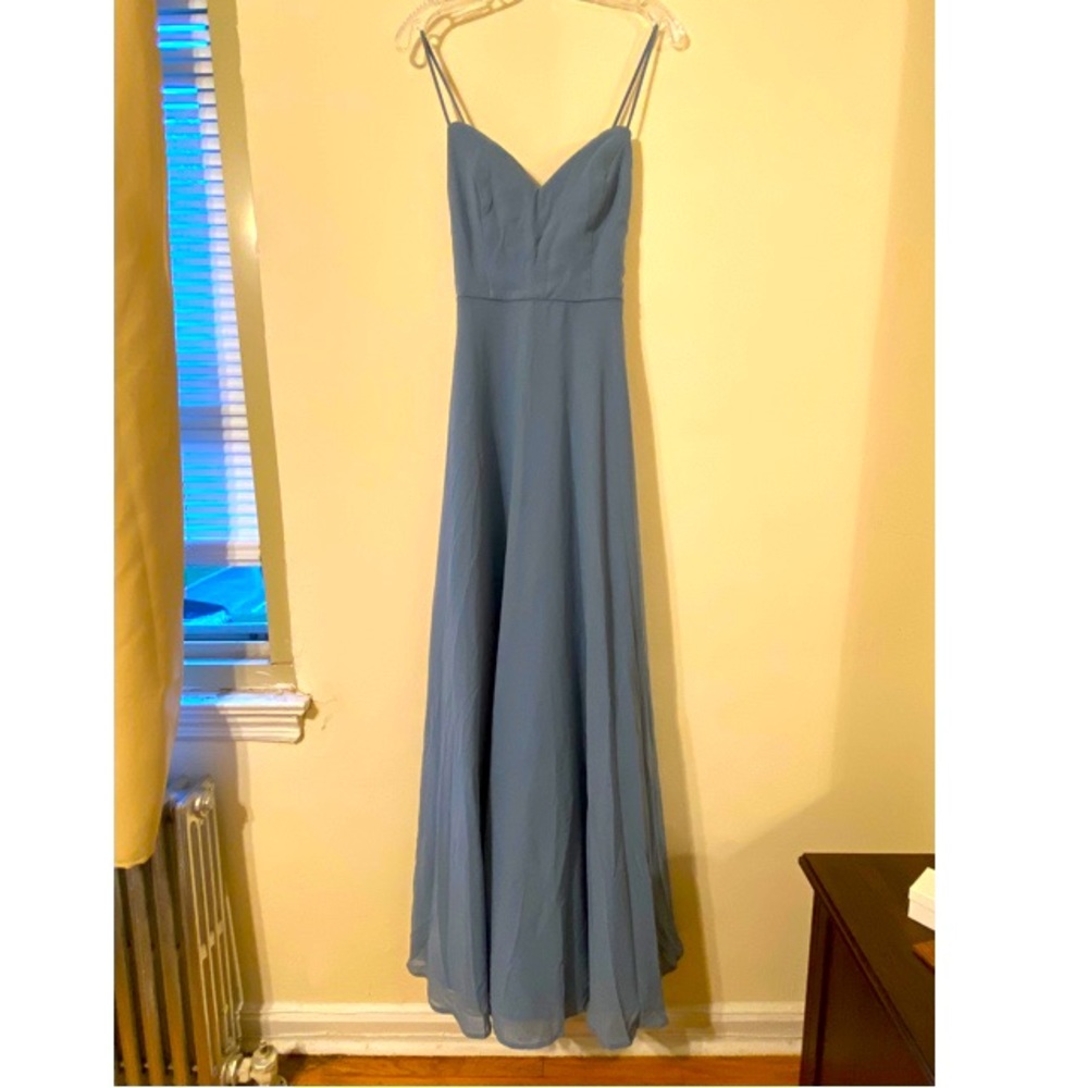 Lulu’s Capture My Heart Slate Blue Maxi Dress